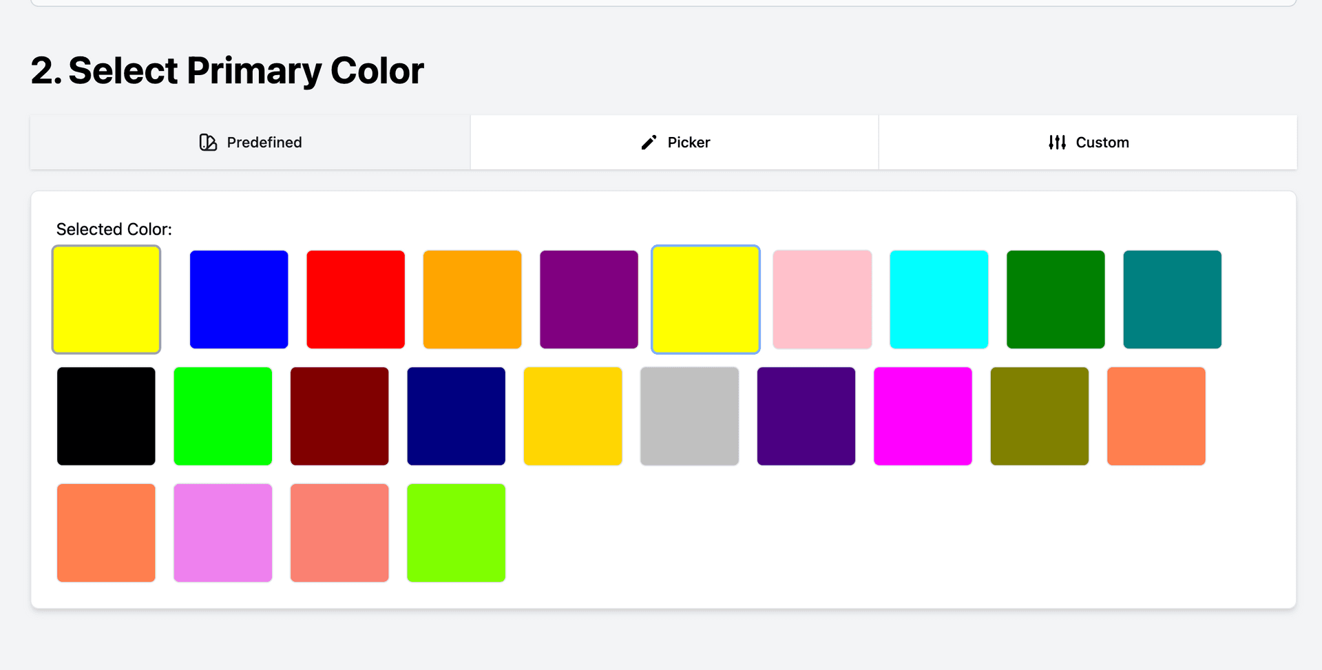 Select icon primary color